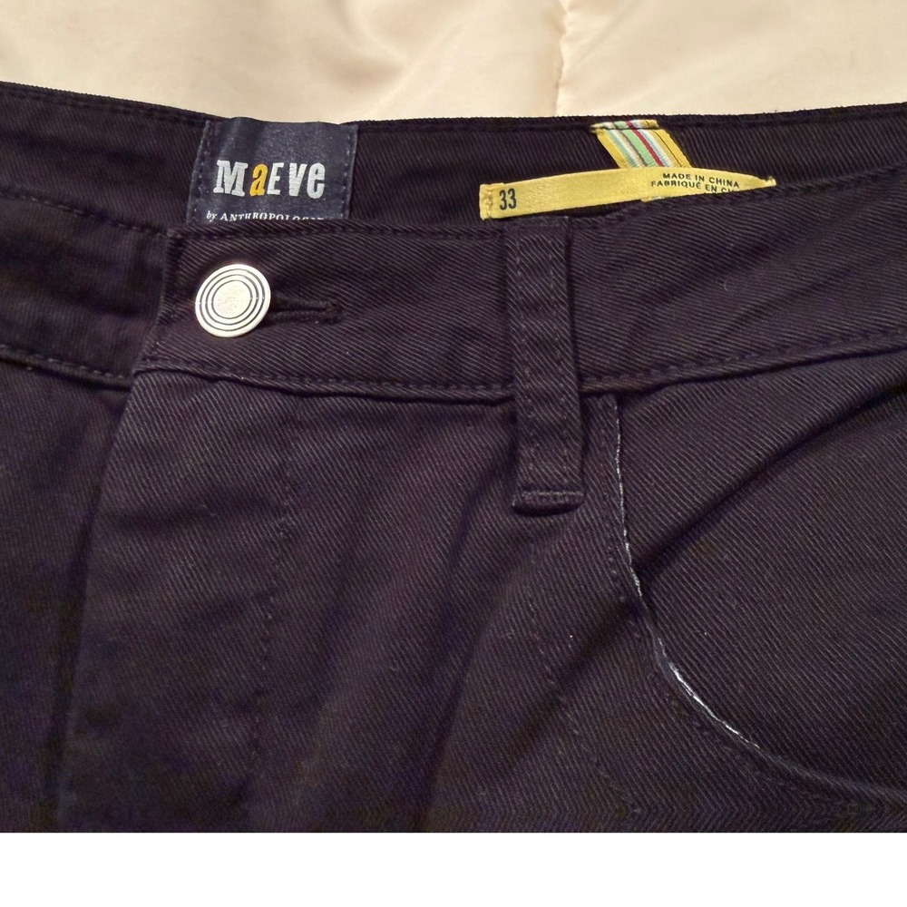 NWT Maeve Anthropologie Black Wide Leg High Rise Twill Size 33 Elevated Basics - Picture 5 of 6